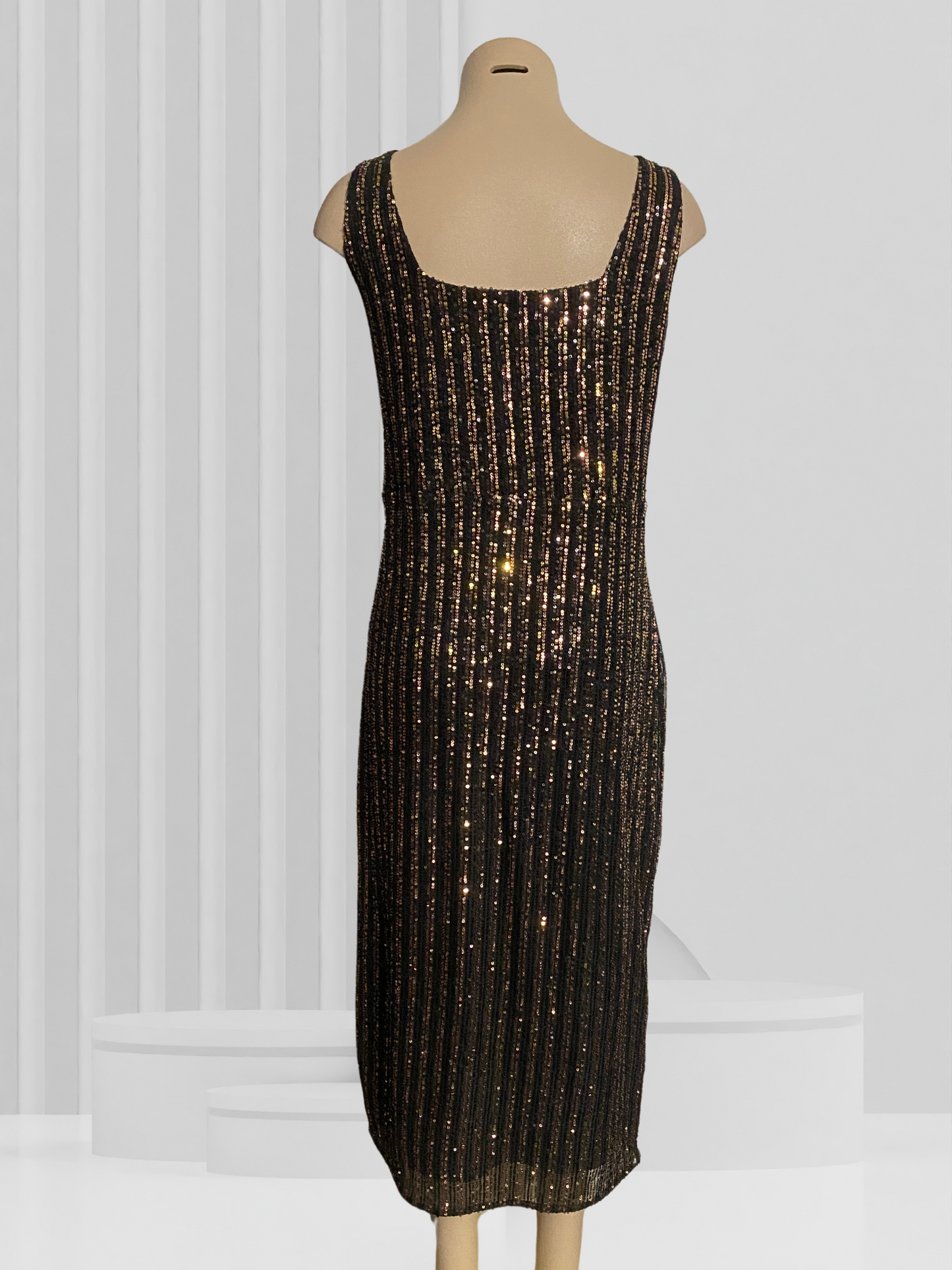 CITY CHIC Black & Gold Sequin Dress Size L