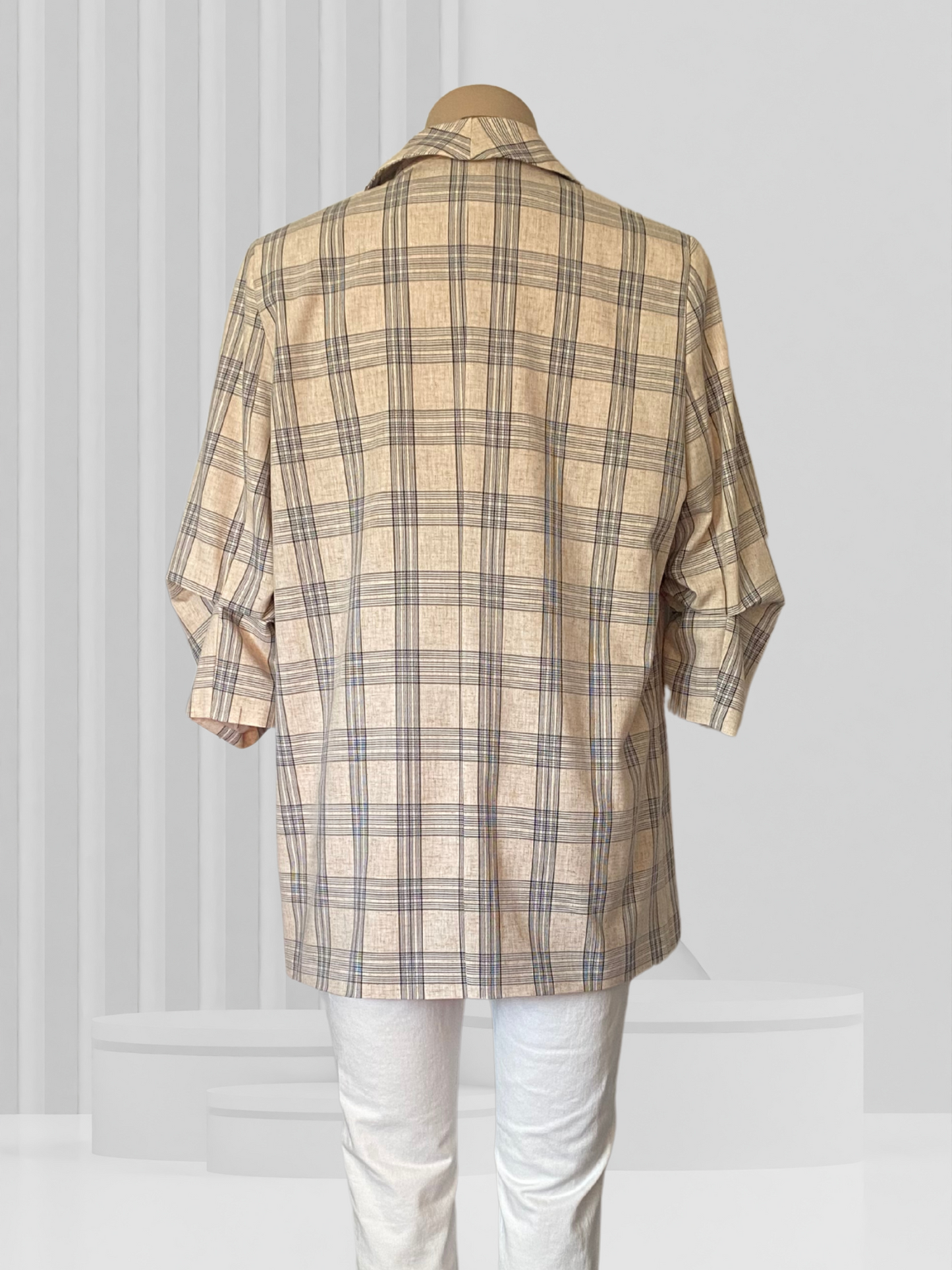 ET ALIA Beige Check Jacket Size M
