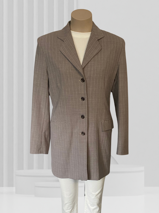 BARBARA LEE Grey Pinstripe Jacket Size 14