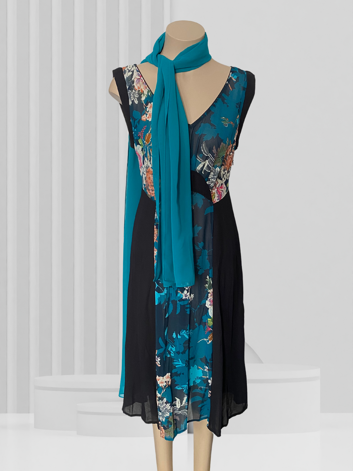 ANNAH STRETTON Black & Teal Dress Size 10