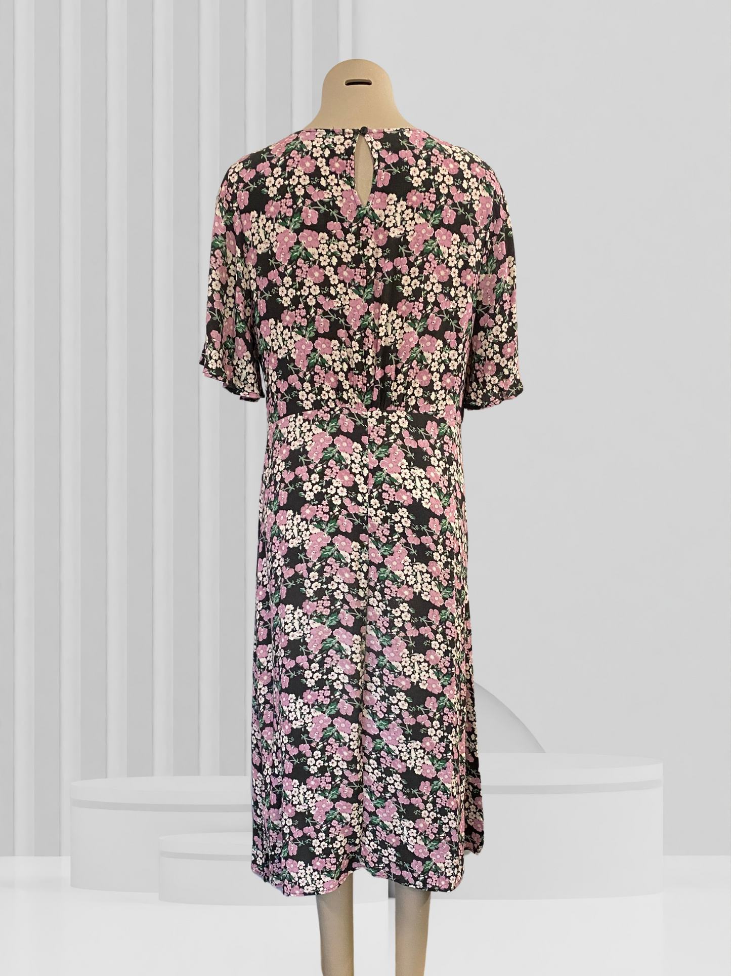 GRACE HILL Black & Pink Floral Dress Size 14