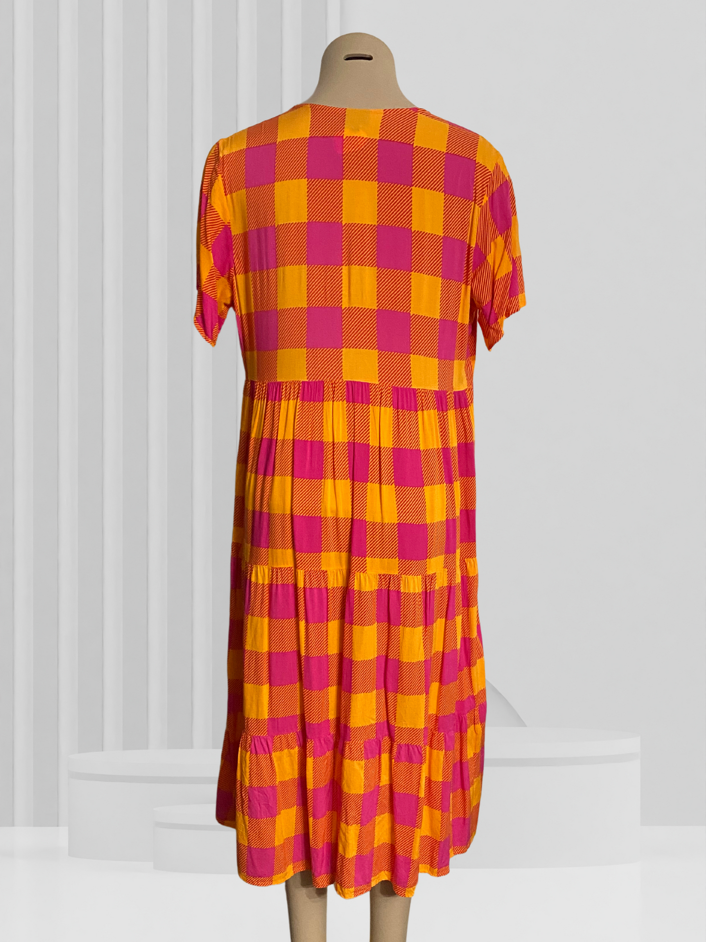 FLORENCIA Orange & Pink Check Dress Size XL