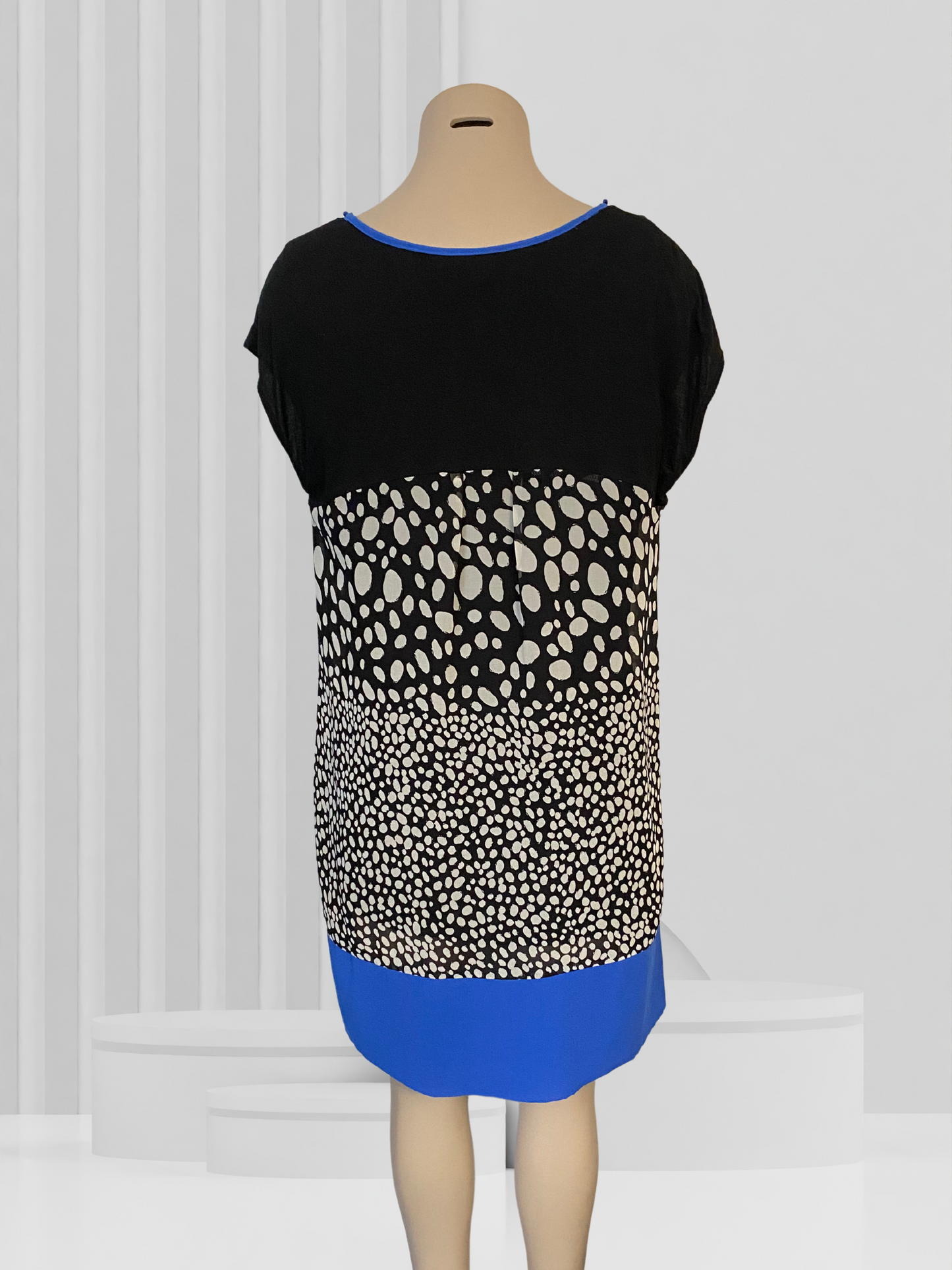 CLARITY Black, White & Blue Dress Size S