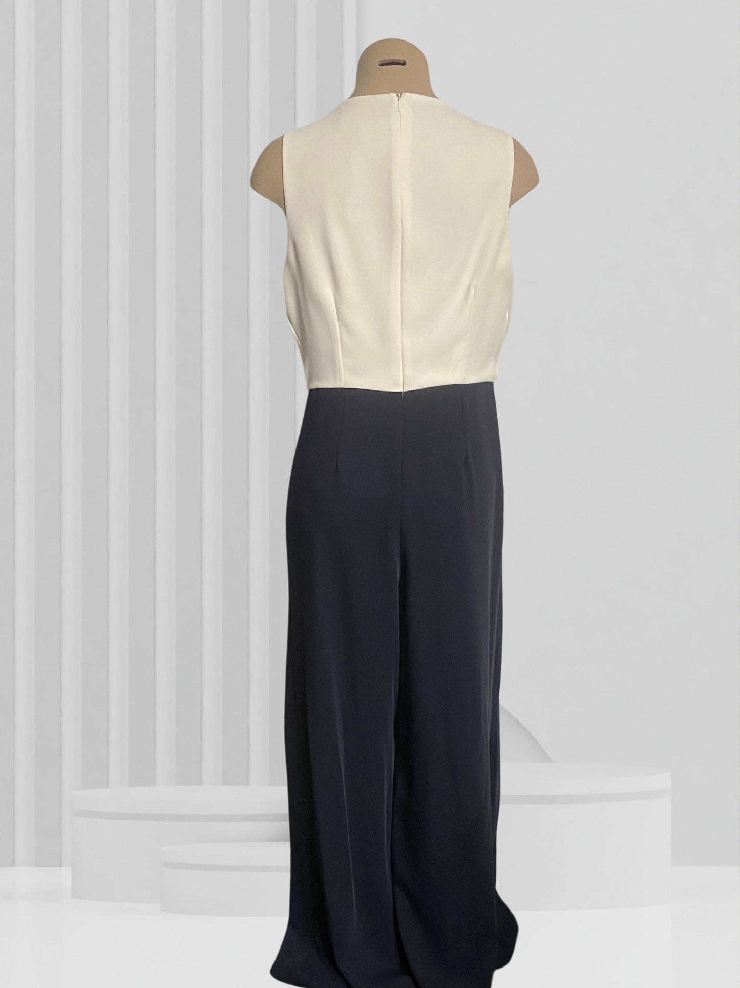 PHASE EIGHT Cream & Navy Jumpsuit Size 14