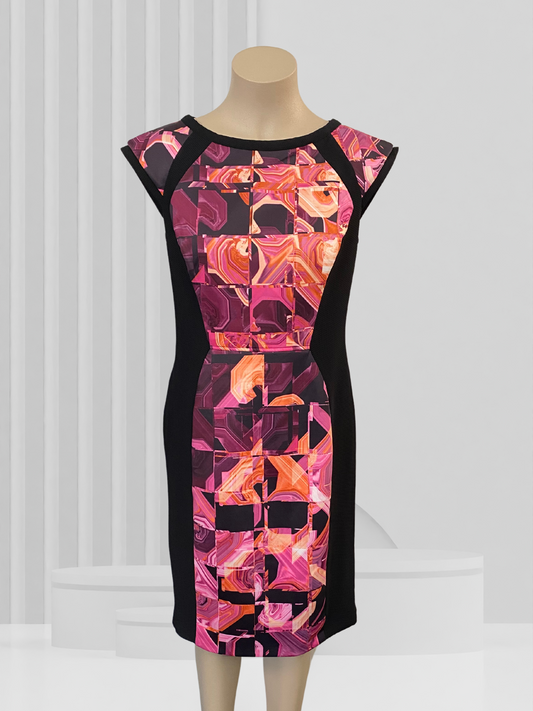 TED BAKER Black, Pink & Orange Dress Size 4 (14)