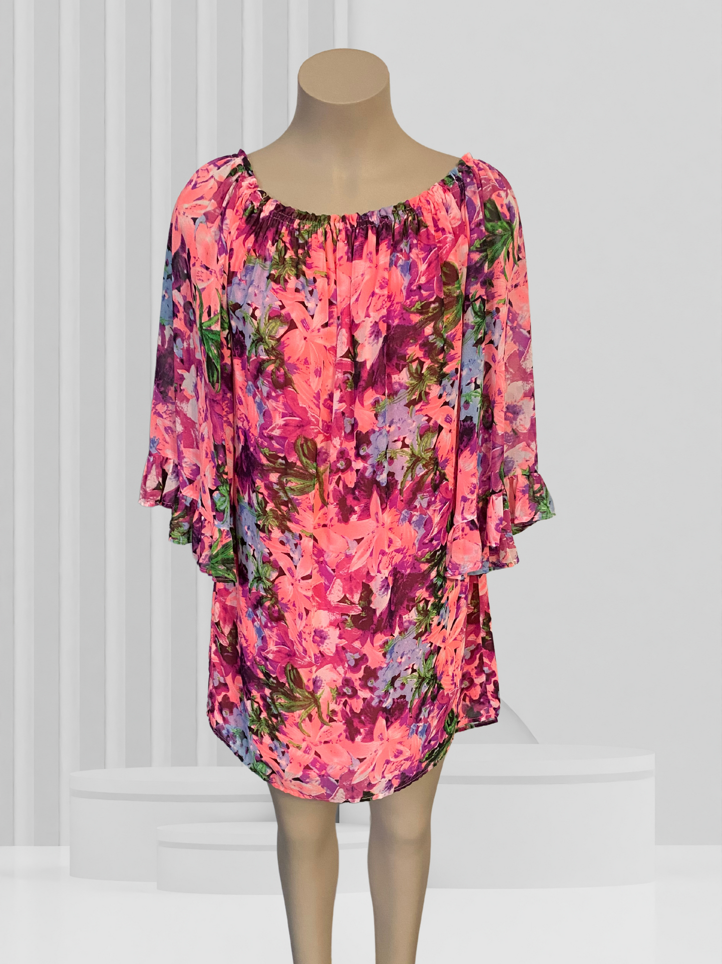 CHARLO Pink Floral Dress Size S