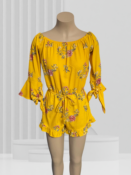 FEATHERS Yellow Playsuit Size M