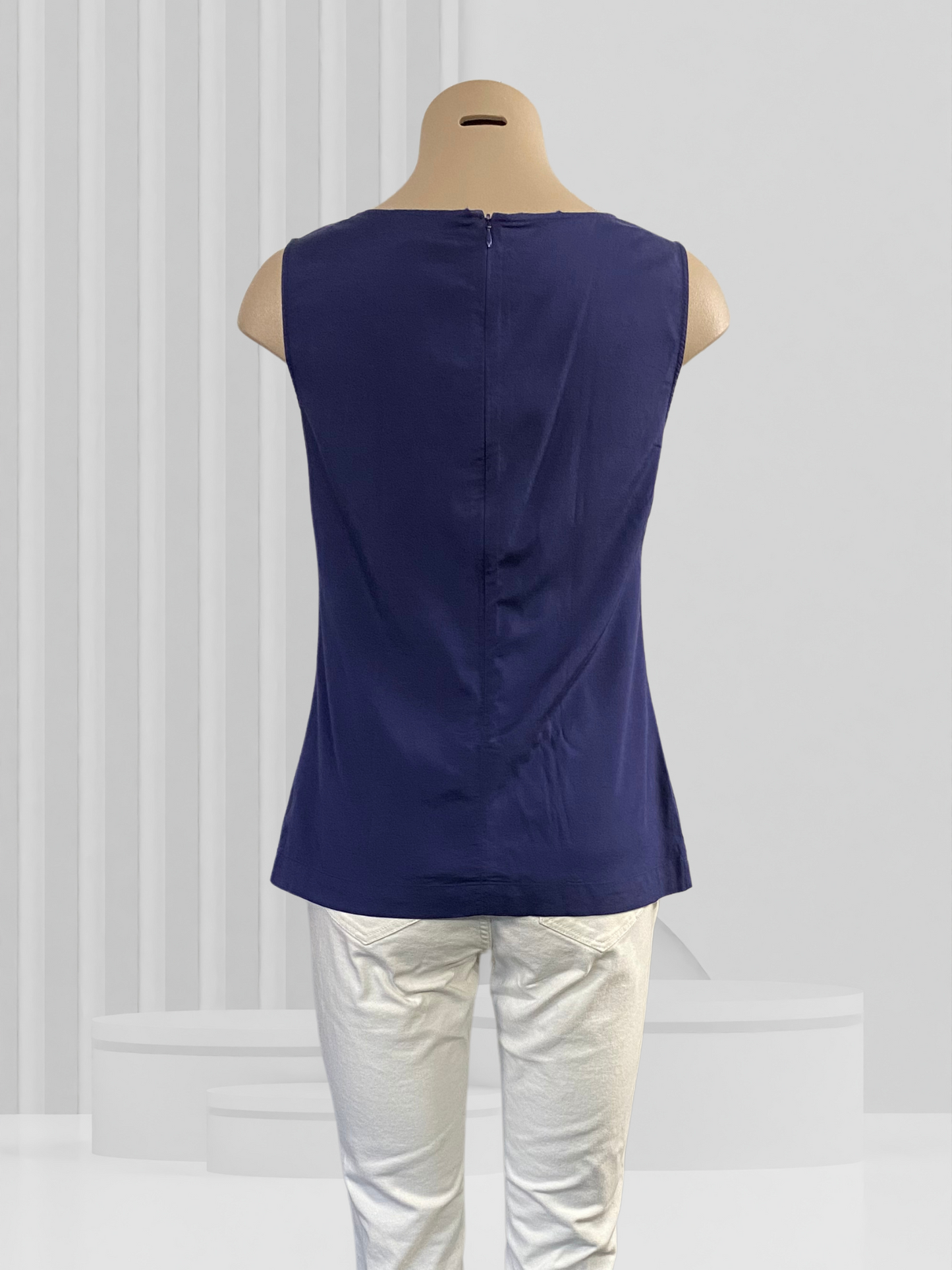 VERONIKA MAINE Navy Top Size 8