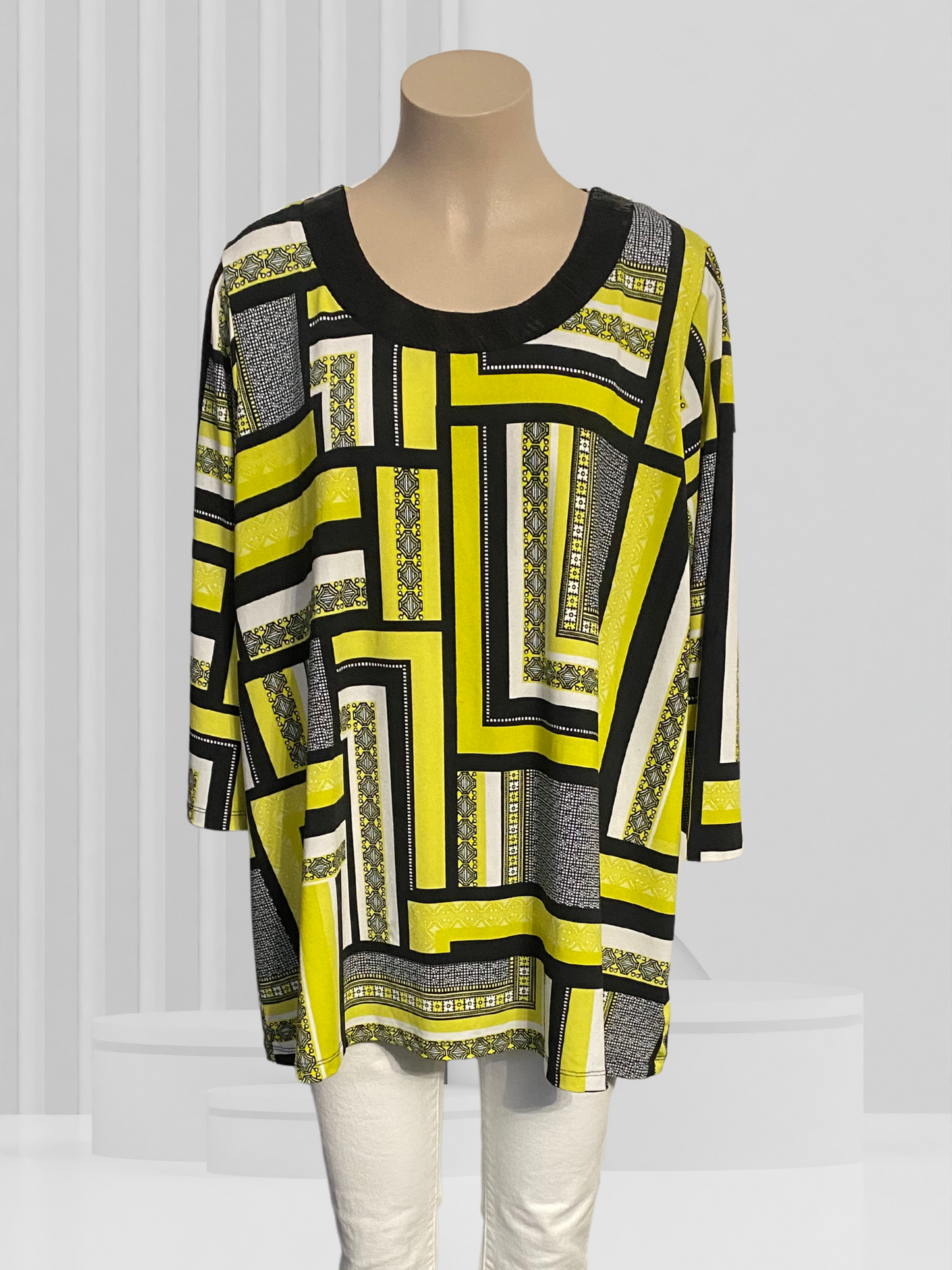 YS LUXE Yellow & Black Top Size 2XL