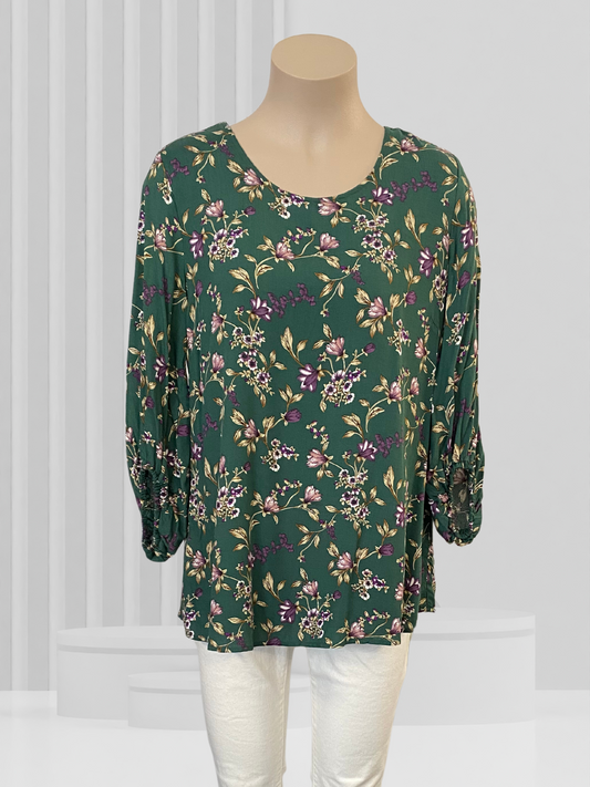 LEMON TREE Green Floral Top Size 10