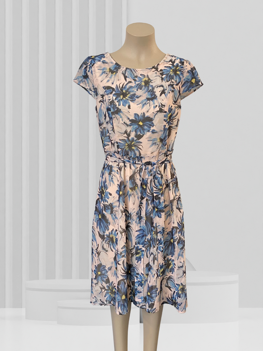 EUROPEAN COLLECTION Blue Floral Dress Size 40 (12) - BNWT