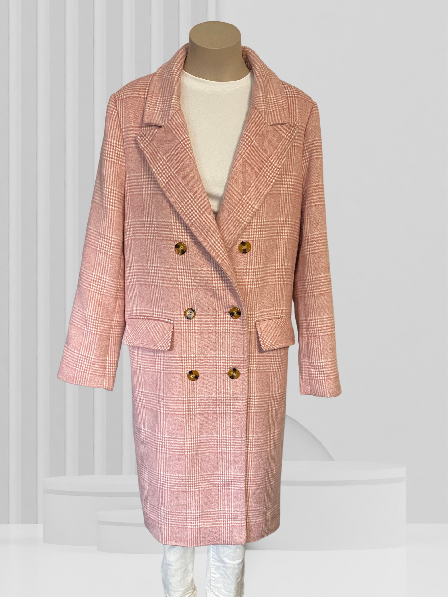 WHISTLE Pink Check Coat Size 18