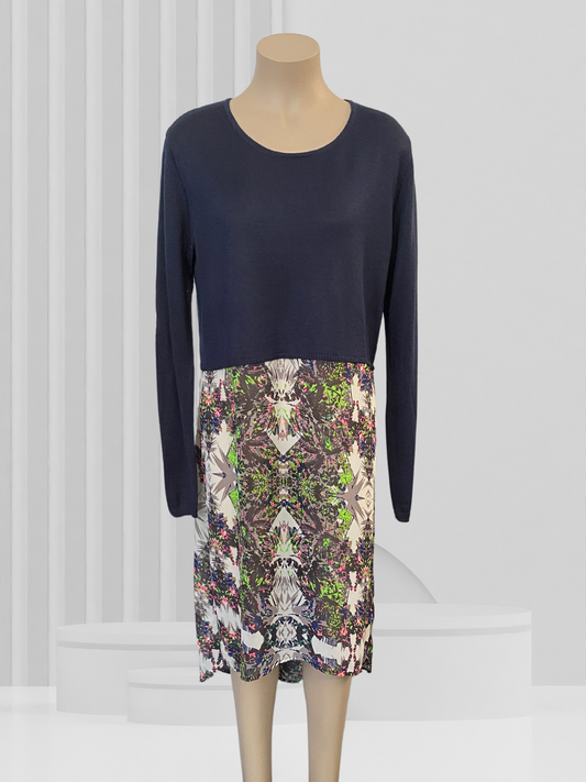 AUGUSTINE Navy & Floral Dress Size L