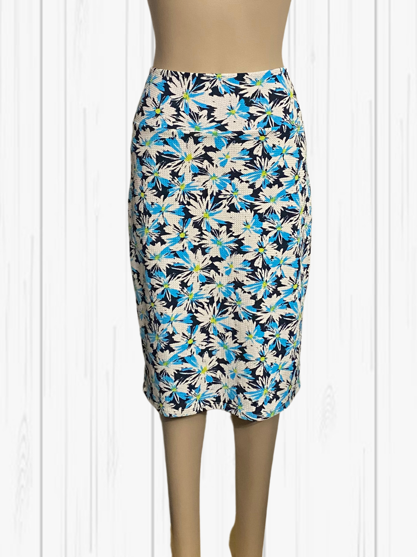 LULA ROE Blue Floral Skirt Size L