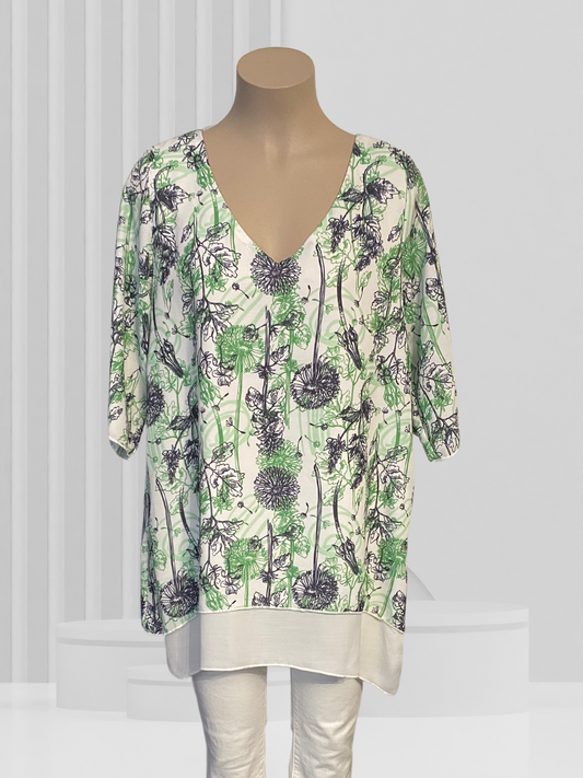 HOLMES & FALLON Green Floral Top Size M