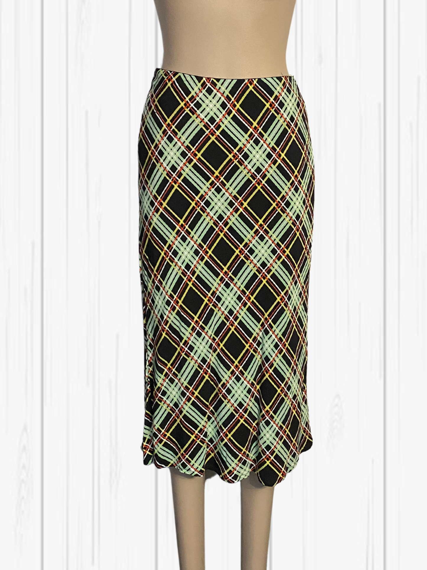 KETZ-KE Green & Black Check Skirt Size 12