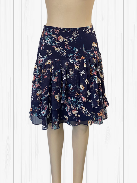 DRAMA THE LABEL Navy & Pink Floral Skirt Size 12