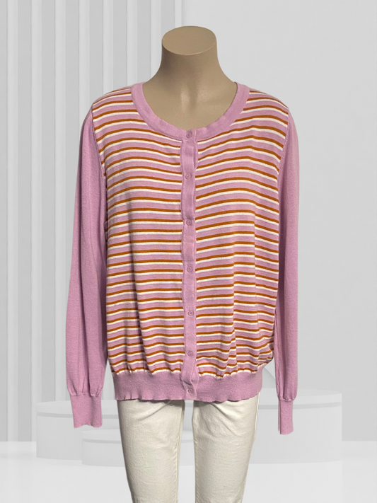 CAPTURE Purple Striped Cardigan Size 3XL