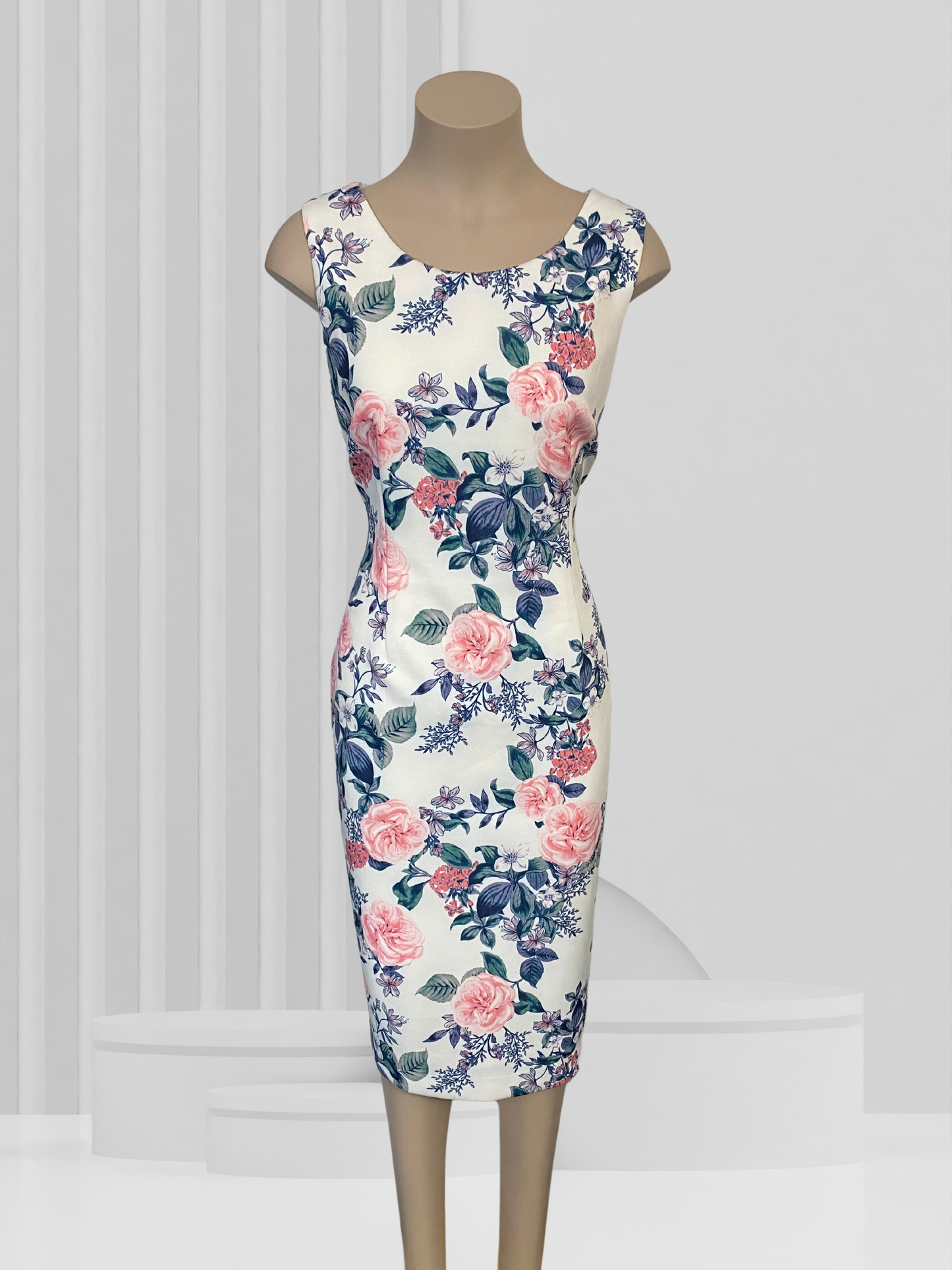 IVANKA TRUMP White & Pink Floral Dress Size 14