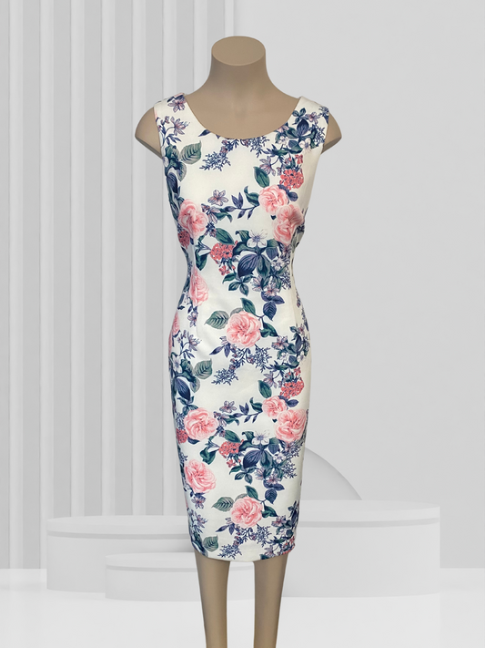 IVANKA TRUMP White & Pink Floral Dress Size 14