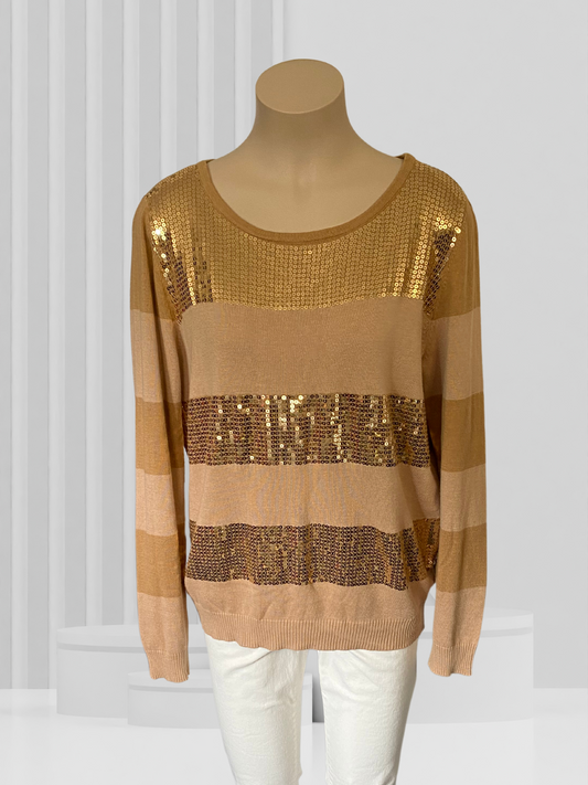 MICHAEL KORS Gold Sequin Top Size XL