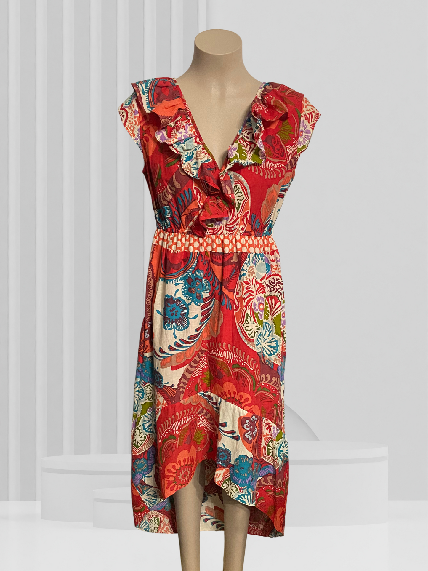 AUGUSTINE Red Floral Dress Size M