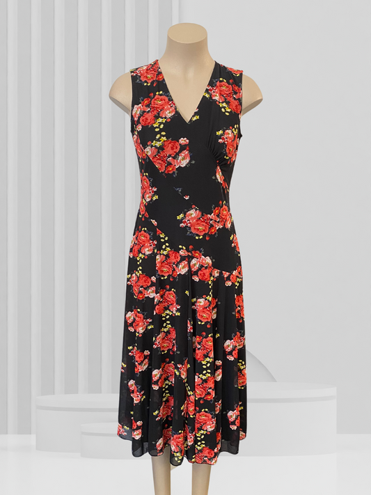 CAPTURE Black & Red Floral Dress Size 12