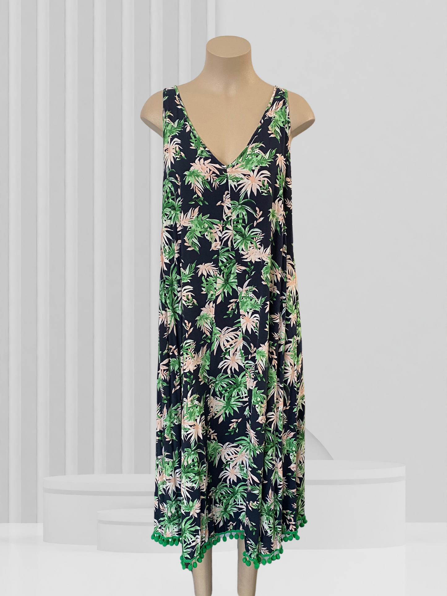 HAVEN Navy & Green Floral Dress One Size