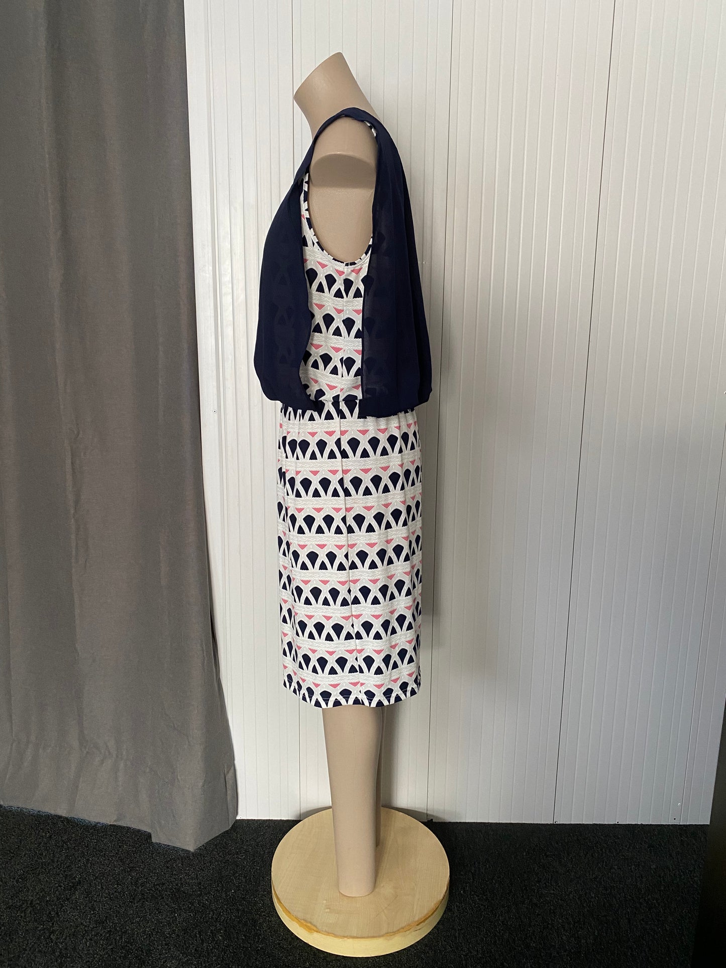 CHARLO Navy & Pink Dress Size 14